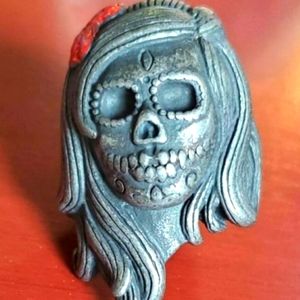 Stainless steel Sugar skull pinup Ring size 7